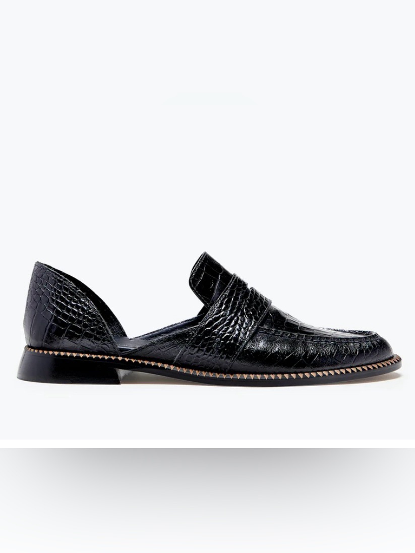 Freda Salvador Tash D'orsay Moccasin Croc Leather Oxford Loafer Free People Sz 5